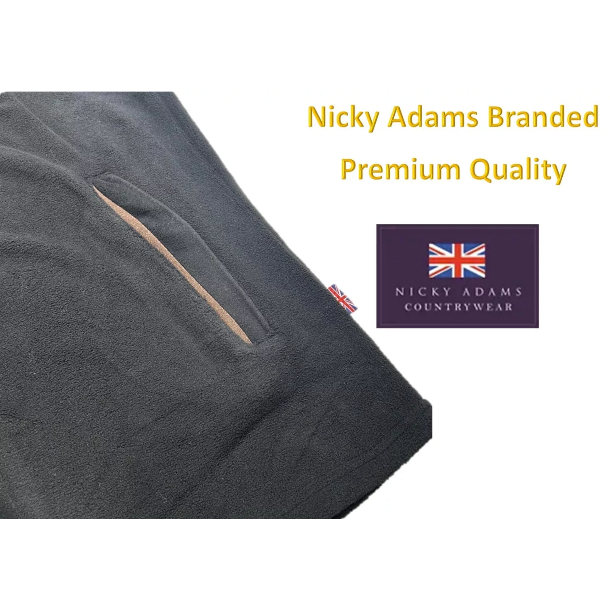 Nicky Adams men's black fleece bodywarmer – high quality, sleeveless outdoor gilet with 2 zipped side pockets, ideal for walking, fishing, and all-season wear